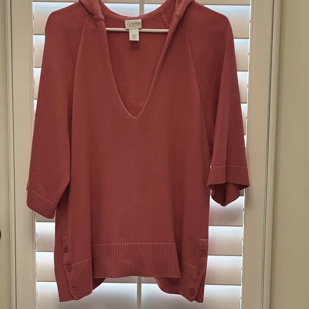 Chico's Zenergy Apricot Hooded Sweater